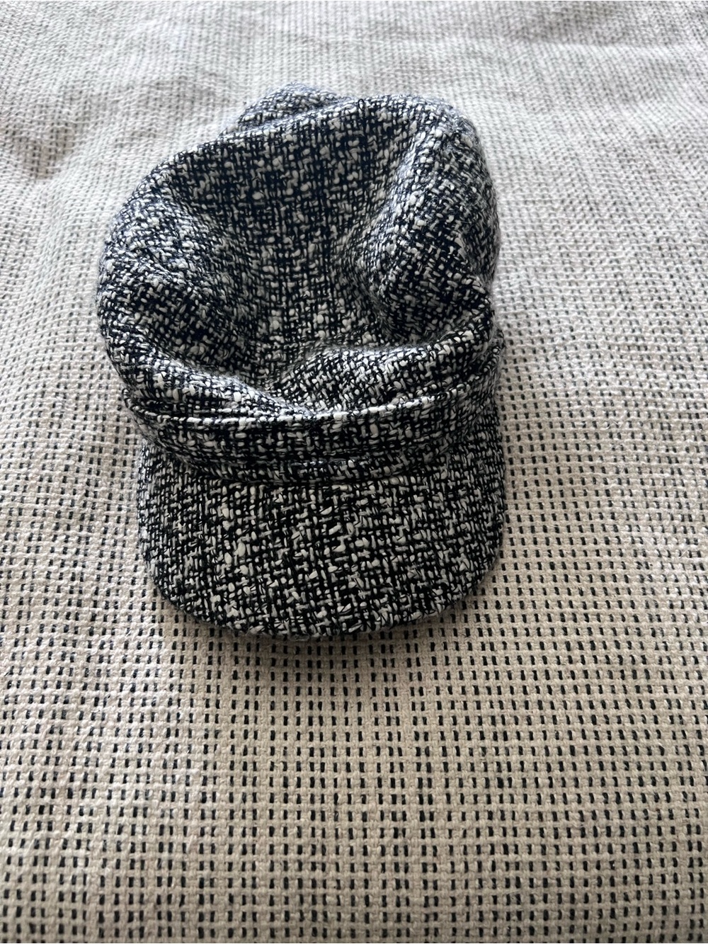 Textured Black & White Baker Boy Cap